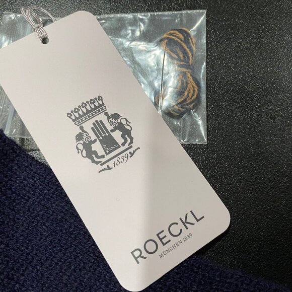 New Roeckl Germany Woman Fairy Bow Navy Beige Soft Merino Wool Gloves OS - Picture 4 of 5